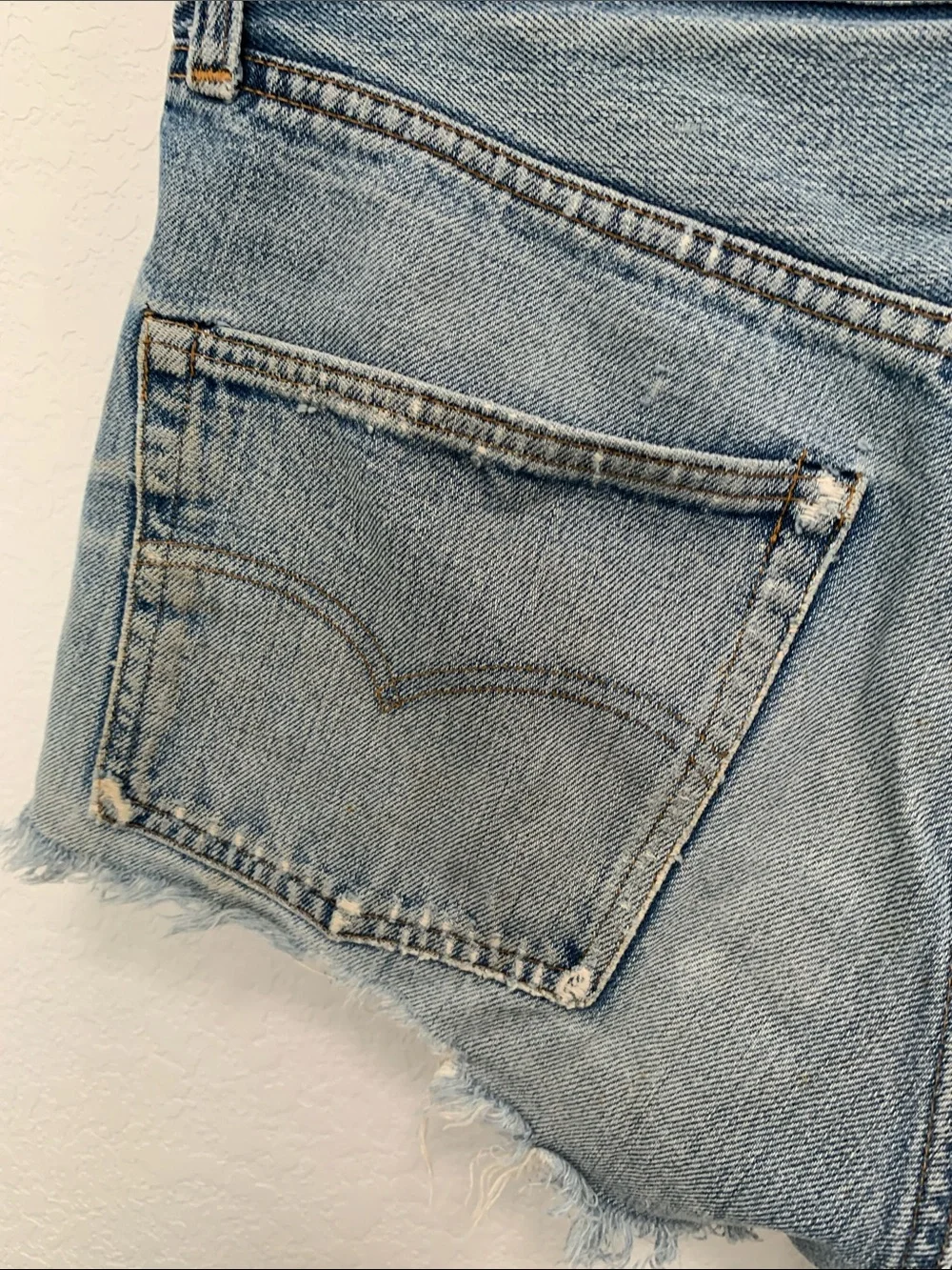 Denim Cutoff Shorts in Light Blue